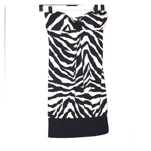 Zebra print nightclub mini strapless dress